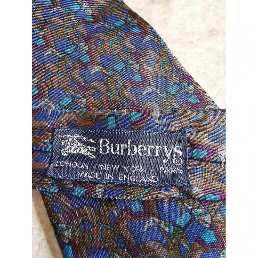 Burberrys of London Silk‎ Tie England Blue Abstract Geometric